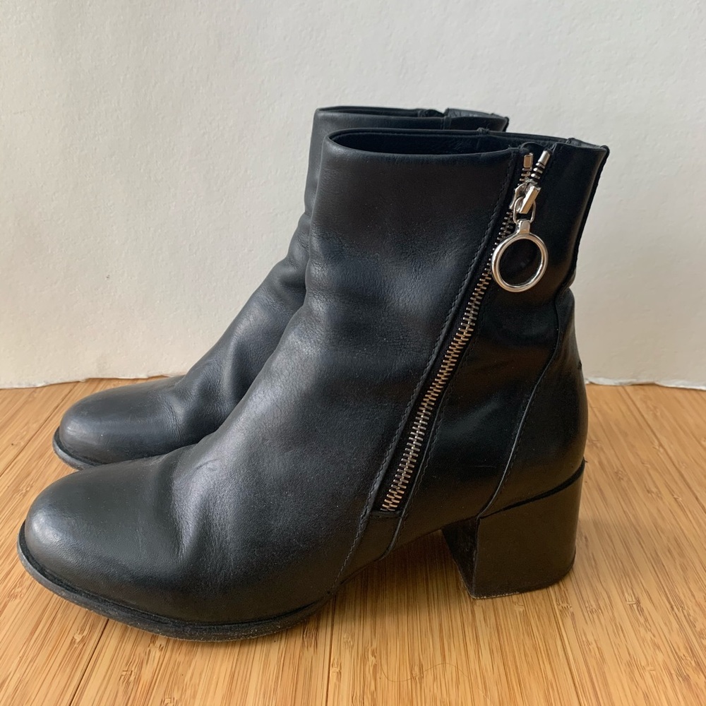 Rag & Bone: Black leather boots.